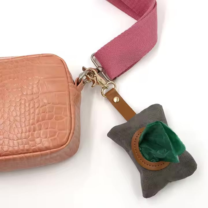 Waxed Canvas Poop Bag Holder - Grey