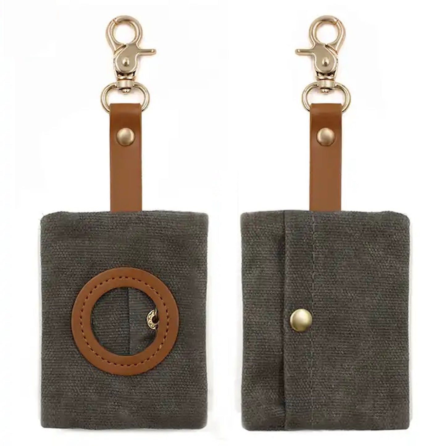 Grey Canvas Poop Holder | Waxed Poop Bag Holder | The Dapper Dog Club