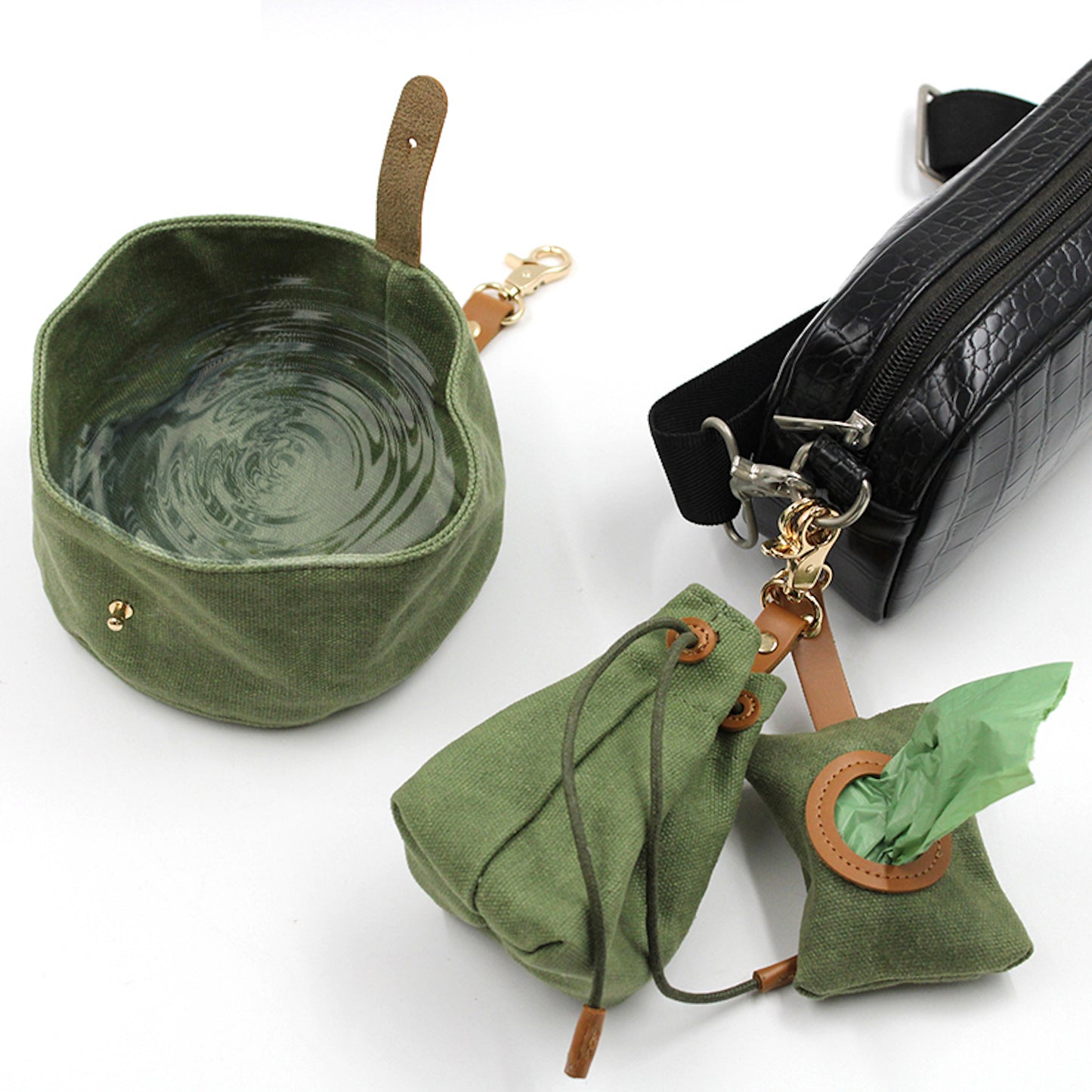 Green Waxed Canvas Treat Bag - Canvas Treat Bag - The Dapper Dog Club