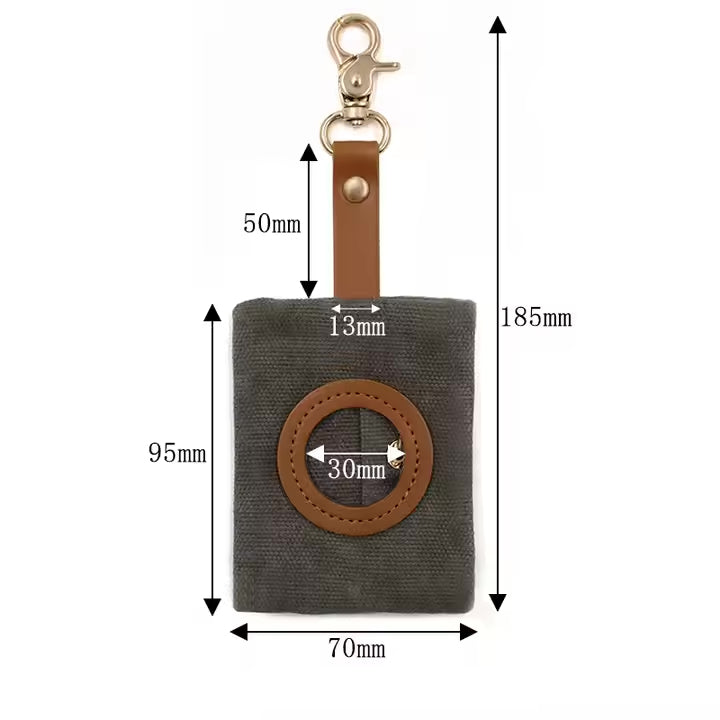 Waxed Canvas Poop Bag Holder - Grey