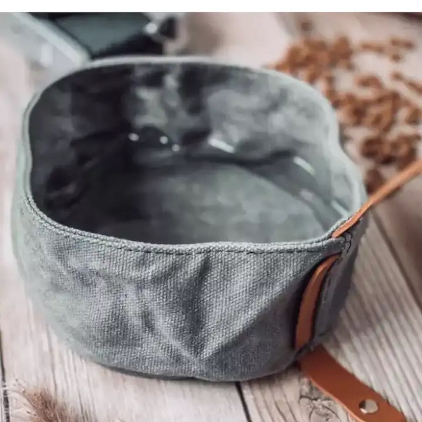 Grey Waxed Travel Bowl - Grey Travel Bowl - The Dapper Dog Club